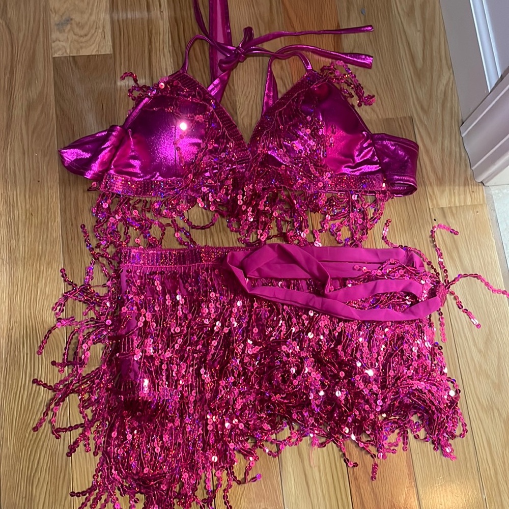 Pink sequin matching set